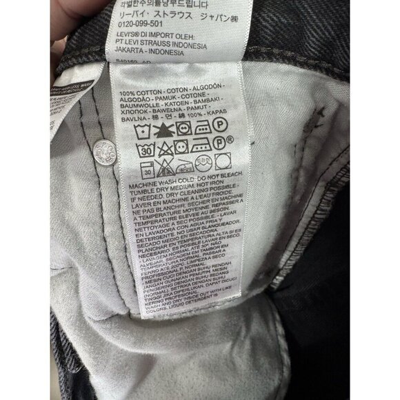 Levis 505 Jeans Mens 40x30 Fits 40x27.5 Black Denim Classic Straight Leg Cotton - Picture 7 of 11